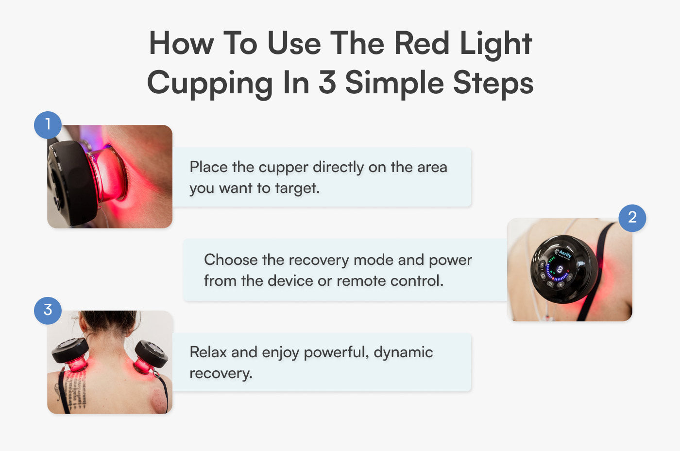Aerify Dynamic Cupping device with red light therapy, portable massager with remote and carry case