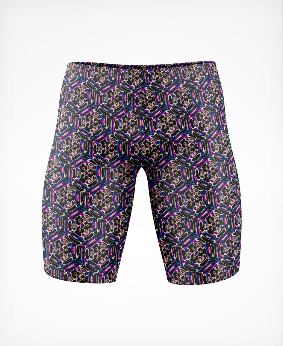 HUUB Swim Training Jammer – Bright 2, Soundwave, Black, chlorine-resistant, secure men’s swim shorts.